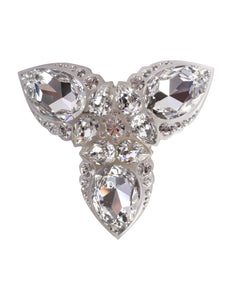 Christian Dior Vintage SS 2004 by John Galliano Clear Crystal Rhinestone Dior Insignia Brooch Pin