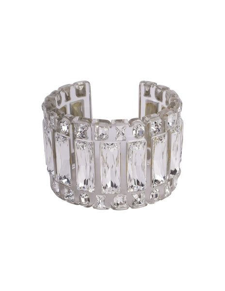 Christian Dior Vintage SS 2004 by John Galliano Clear Crystal Rhinestone Cuff Bracelet