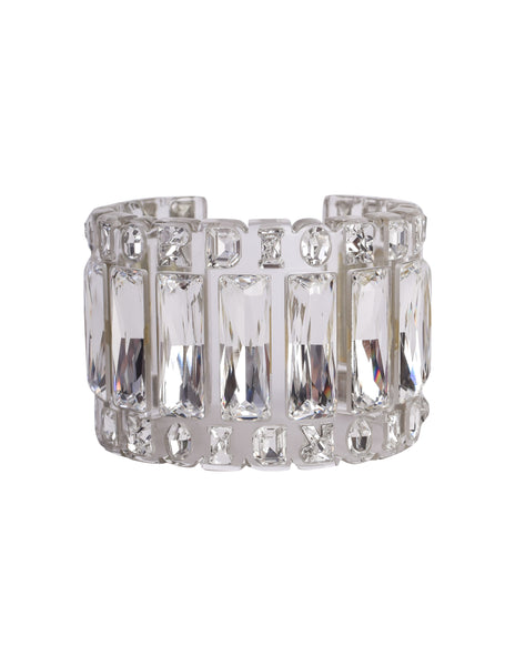 Christian Dior Vintage SS 2004 by John Galliano Clear Crystal Rhinestone Cuff Bracelet