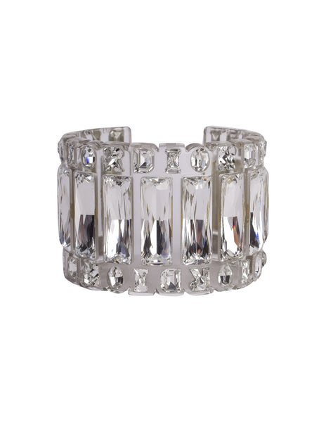 Christian Dior Vintage SS 2004 by John Galliano Clear Crystal Rhinestone Cuff Bracelet
