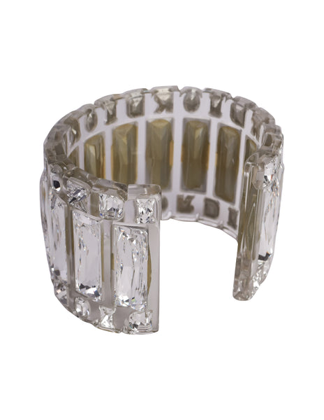 Christian Dior Vintage SS 2004 by John Galliano Clear Crystal Rhinestone Cuff Bracelet