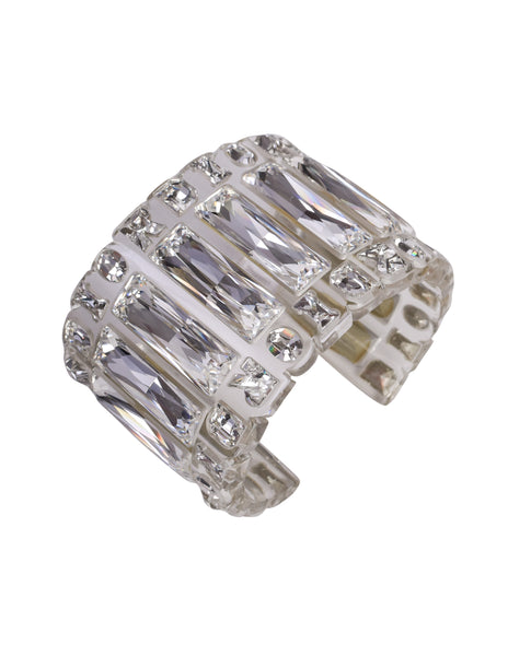 Christian Dior Vintage SS 2004 by John Galliano Clear Crystal Rhinestone Cuff Bracelet