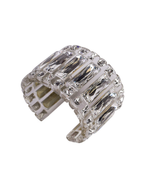 Christian Dior Vintage SS 2004 by John Galliano Clear Crystal Rhinestone Cuff Bracelet