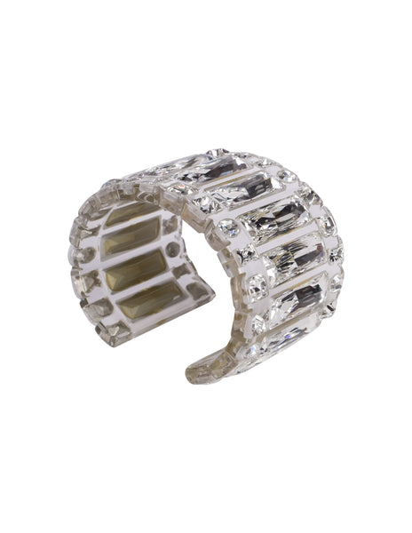 Christian Dior Vintage SS 2004 by John Galliano Clear Crystal Rhinestone Cuff Bracelet