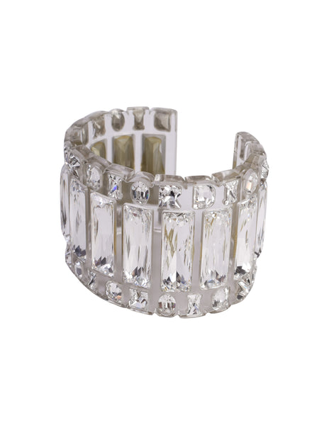 Christian Dior Vintage SS 2004 by John Galliano Clear Crystal Rhinestone Cuff Bracelet