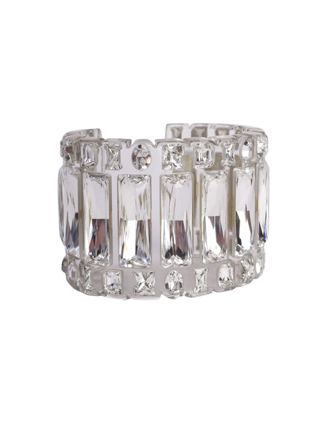 Christian Dior Vintage SS 2004 by John Galliano Clear Crystal Rhinestone Cuff Bracelet