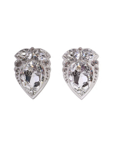 Christian Dior Vintage SS 2004 by John Galliano Clear Crystal Rhinestone Dior Insignia Large Earrings