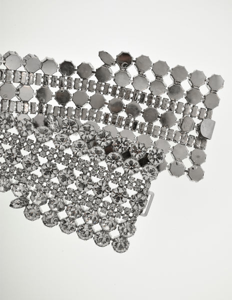 Christian Dior Vintage Wide Rhinestone Silver Belt