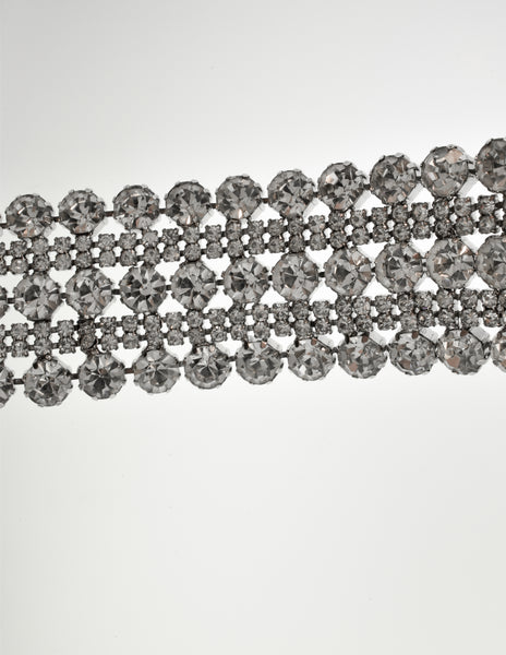 Christian Dior Vintage Wide Rhinestone Silver Belt