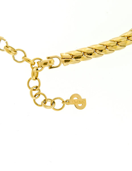Christian Dior Vintage Black Enamel Rhinestone Gold Necklace - Amarcord Vintage Fashion
 - 5