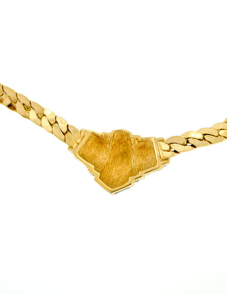Christian Dior Vintage Black Enamel Rhinestone Gold Necklace - Amarcord Vintage Fashion
 - 6
