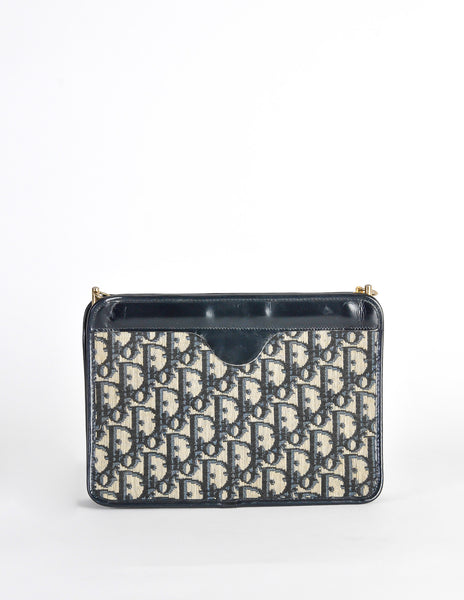 Christian Dior Vintage Navy Blue Monogram Clutch Bag