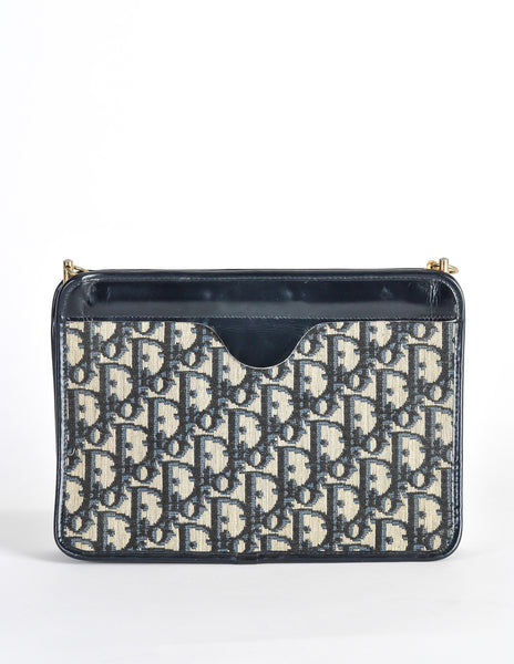Christian Dior Vintage Navy Blue Monogram Clutch Bag