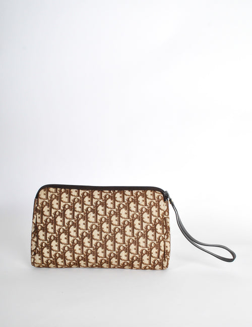 Christian Dior Vintage Brown Monogram Clutch Bag Amarcord Vintage Fashion