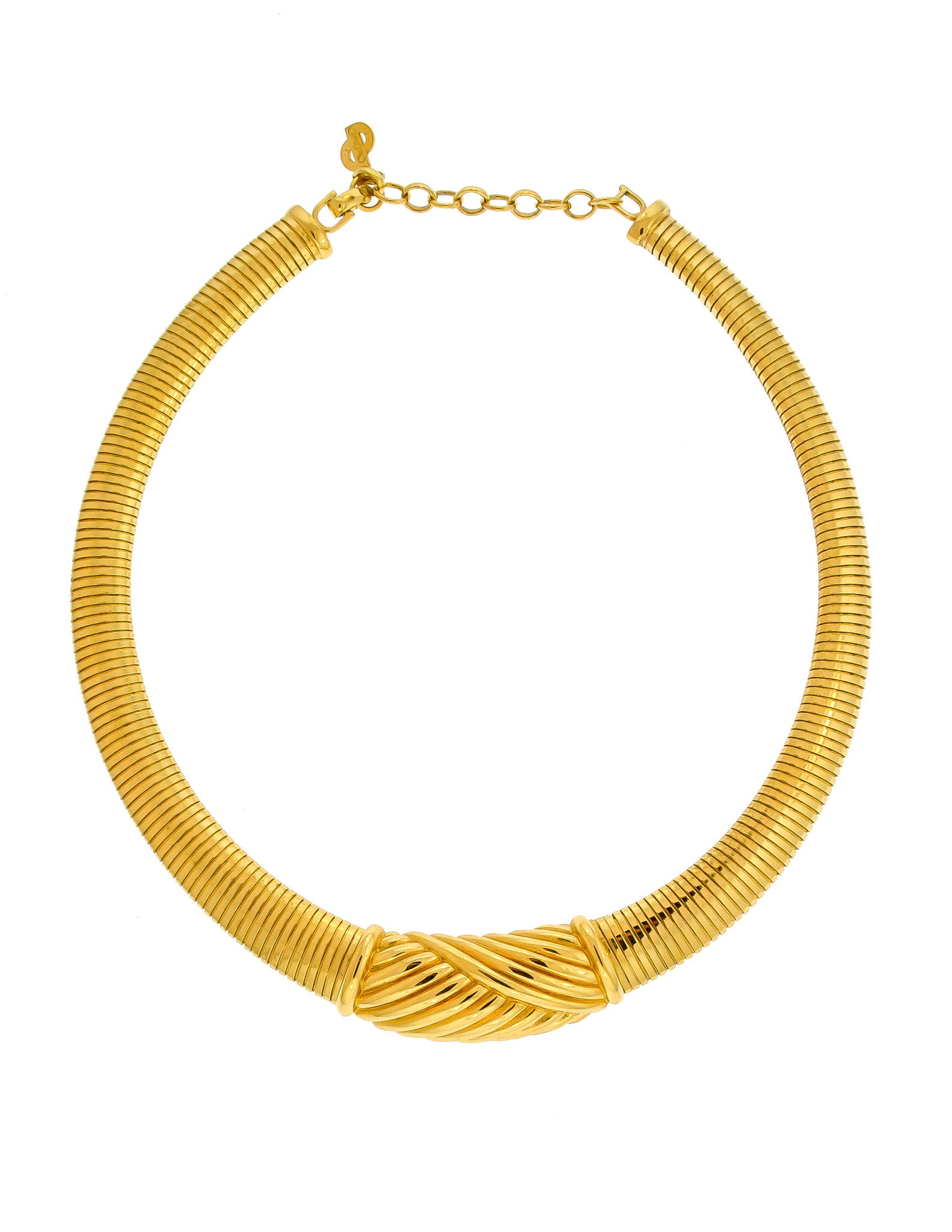 Christian Dior Gold Omega Choker Necklace