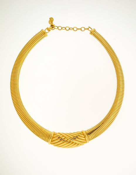 Christian Dior Gold Omega Choker Necklace