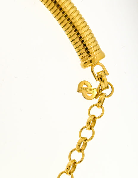 Christian Dior Gold Omega Choker Necklace