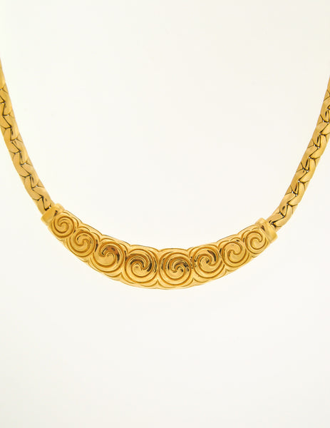Christian Dior Vintage Gold Swirl Necklace