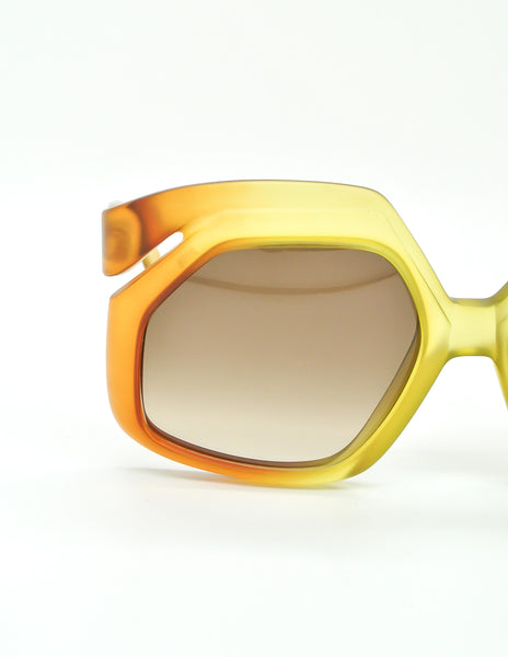 Christian Dior Vintage 1970s Yellow & Orange Ombre Sunglasses 2006 - Amarcord Vintage Fashion
 - 4