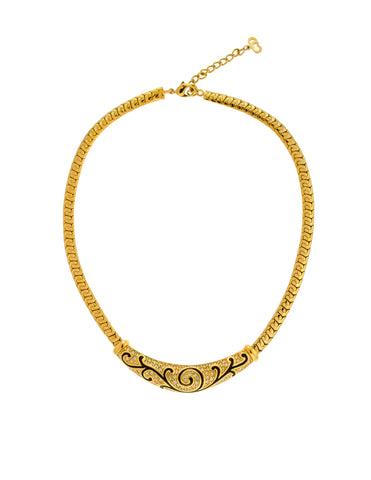 Christian Dior Vintage Black & Gold Rhinestone Enamel Necklace
