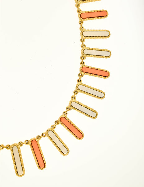 Christian Dior Vintage Gold Copper Silver Fringe Necklace
