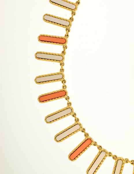 Christian Dior Vintage Gold Copper Silver Fringe Necklace