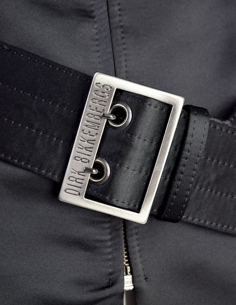 Dirk Bikkembergs Vintage AW 1997 Black Satin Belted Zip Front Coat