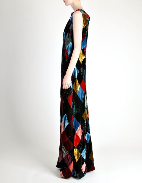 Dolce & Gabbana Vintage Patchwork Velvet Maxi Dress
