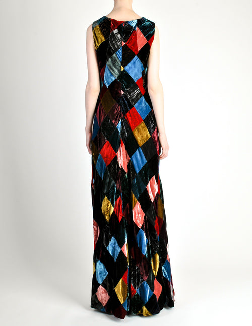 Dolce Gabbana Vintage Patchwork Velvet Maxi Dress Amarcord
