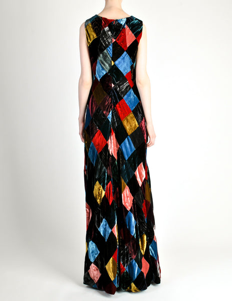 Dolce & Gabbana Vintage Patchwork Velvet Maxi Dress