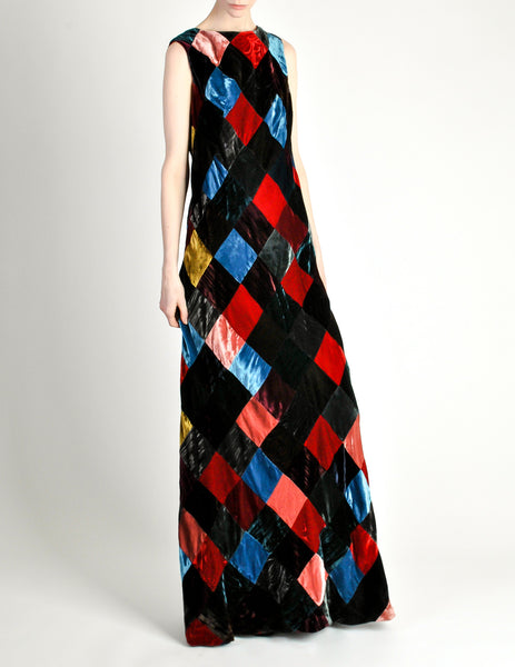Dolce & Gabbana Vintage Patchwork Velvet Maxi Dress