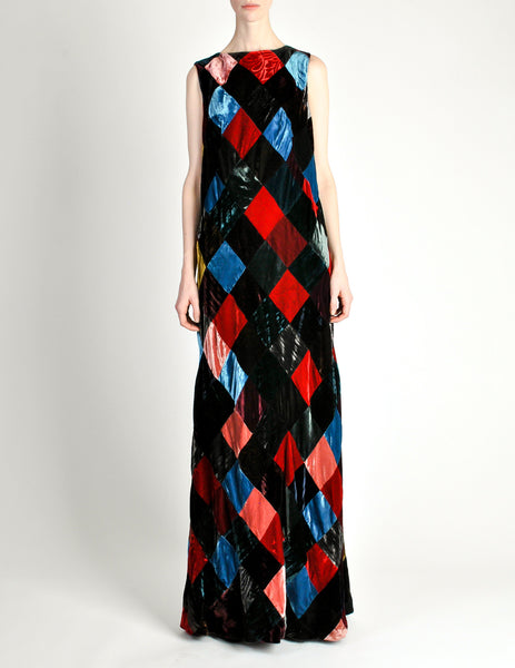 Dolce & Gabbana Vintage Patchwork Velvet Maxi Dress