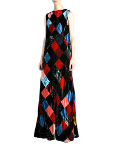 Dolce & Gabbana Vintage Patchwork Velvet Maxi Dress - Amarcord Vintage Fashion
 - 1