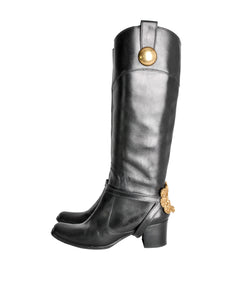 Dolce & Gabbana Vintage Black & Gold Leather Boots