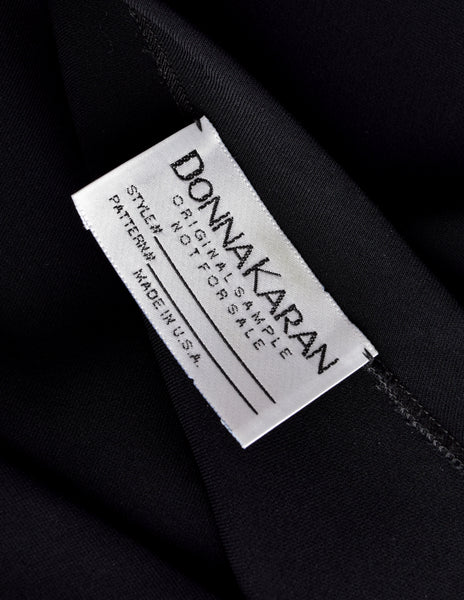 Donna Karan Vintage 1990s Black Rayon Twisted One Shoulder Gown Dress