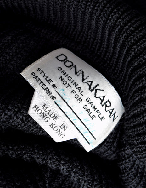 Donna Karan Vintage 1980s Oversized Black Knit Cotton Sweater