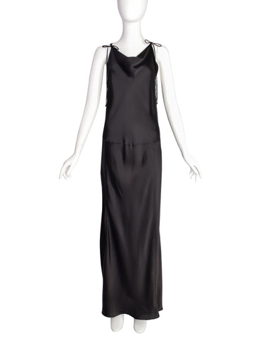 Chanel Vintage Black Satin Bow Pleated Dress – Amarcord Vintage