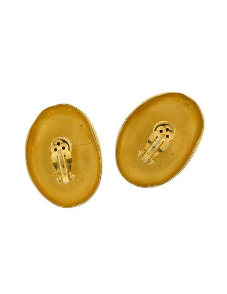 Donna Karan Robert Lee Morris Vintage Oversized Matte Gold Statement Earrings