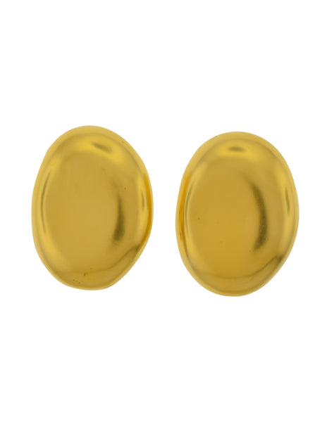 Donna Karan Robert Lee Morris Vintage Oversized Matte Gold Statement Earrings