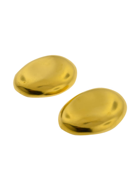 Donna Karan Robert Lee Morris Vintage Oversized Matte Gold Statement Earrings