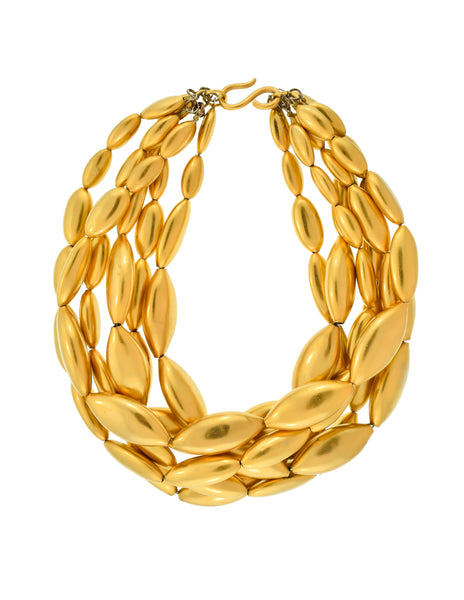 Donna Karan Robert Lee Morris Vintage Matte Gold Multistrand Choker Necklace