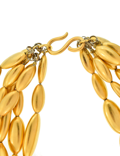 Donna Karan Robert Lee Morris Vintage Matte Gold Multistrand Choker Necklace
