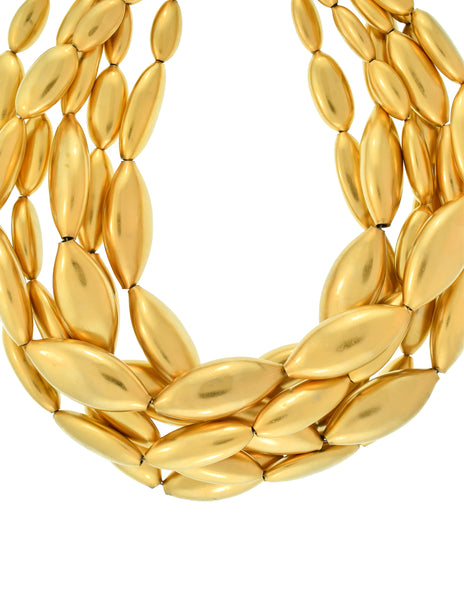 Donna Karan Robert Lee Morris Vintage Matte Gold Multistrand Choker Necklace