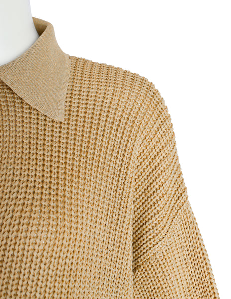 Donna Karan Vintage 1980s Beige Wide Cut Knit Sweater
