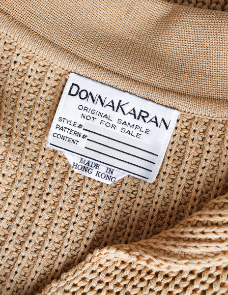 Donna Karan Vintage 1980s Beige Wide Cut Knit Sweater