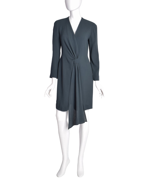 donna karan grey dress 2000S DONNA KARAN Heather Grey Cotton, Rayon & Spandex Knit Jersey Dress  With Net and Boning
