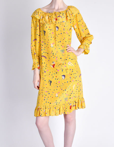 Ungaro Vintage 1970s Bright Yellow Carnival Bubble Print Dress - Amarcord Vintage Fashion
 - 2