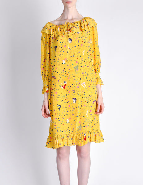 Ungaro Vintage 1970s Bright Yellow Carnival Bubble Print Dress - Amarcord Vintage Fashion
 - 4