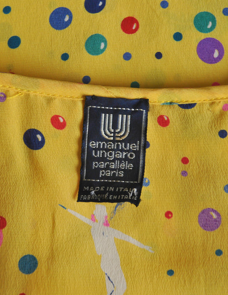 Ungaro Vintage 1970s Bright Yellow Carnival Bubble Print Dress - Amarcord Vintage Fashion
 - 8