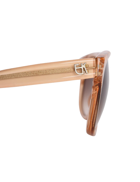 Emmanuelle Khanh Vintage Beige Amber Floral Inset Sunglasses